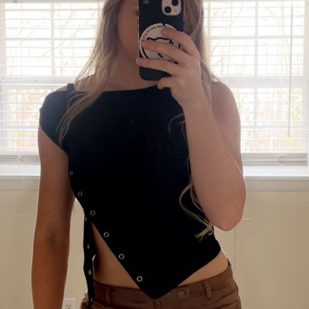 Princess Polly Black Asymmetrical Blouse